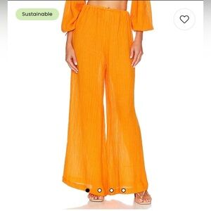 Faithfull the Brand Rupina wide leg linen pants tangerine orange 6 medium sz NWT